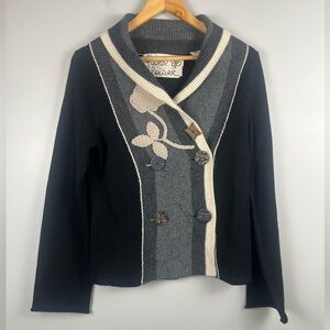Anthropologie Field & Flower black tan wool/angora/cashmere blend cardigan M